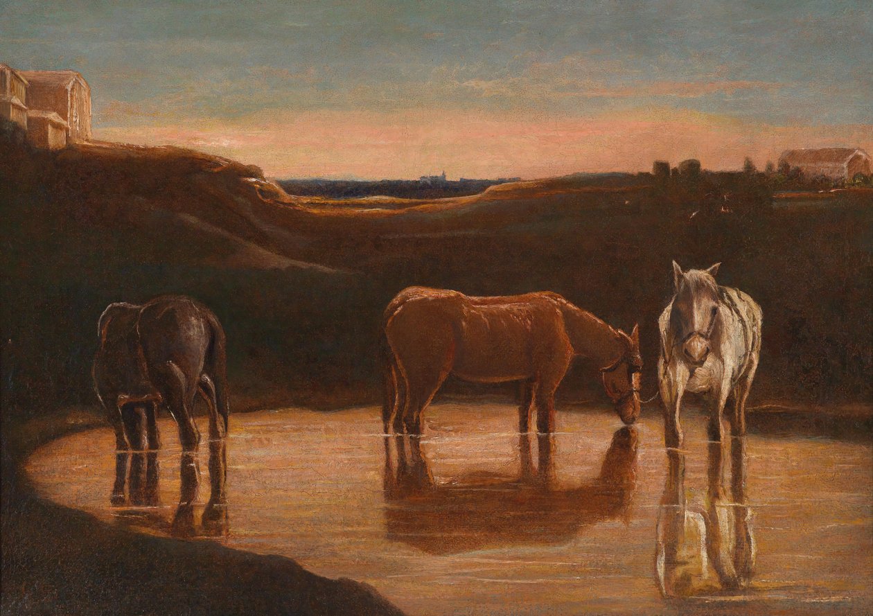 Caballos en el vado de Giovanni Segantini