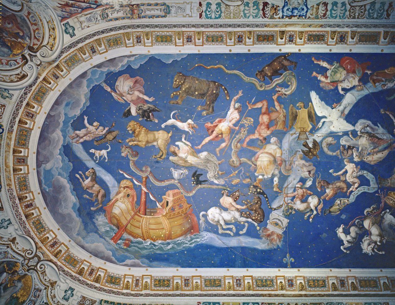 Techo astrológico, en la Sala del Mappamondo de Giovanni de Vecchi