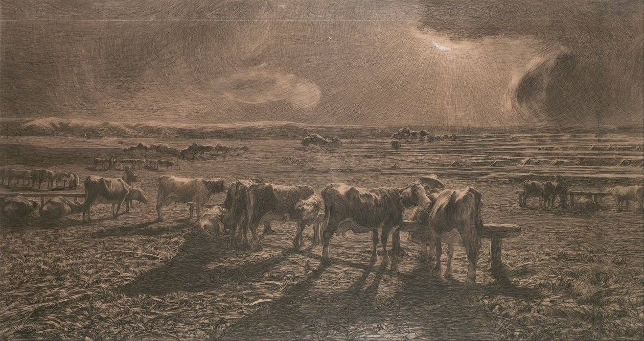 Tarde (Pastoreo, Alla stanga) de Giovanni Segantini