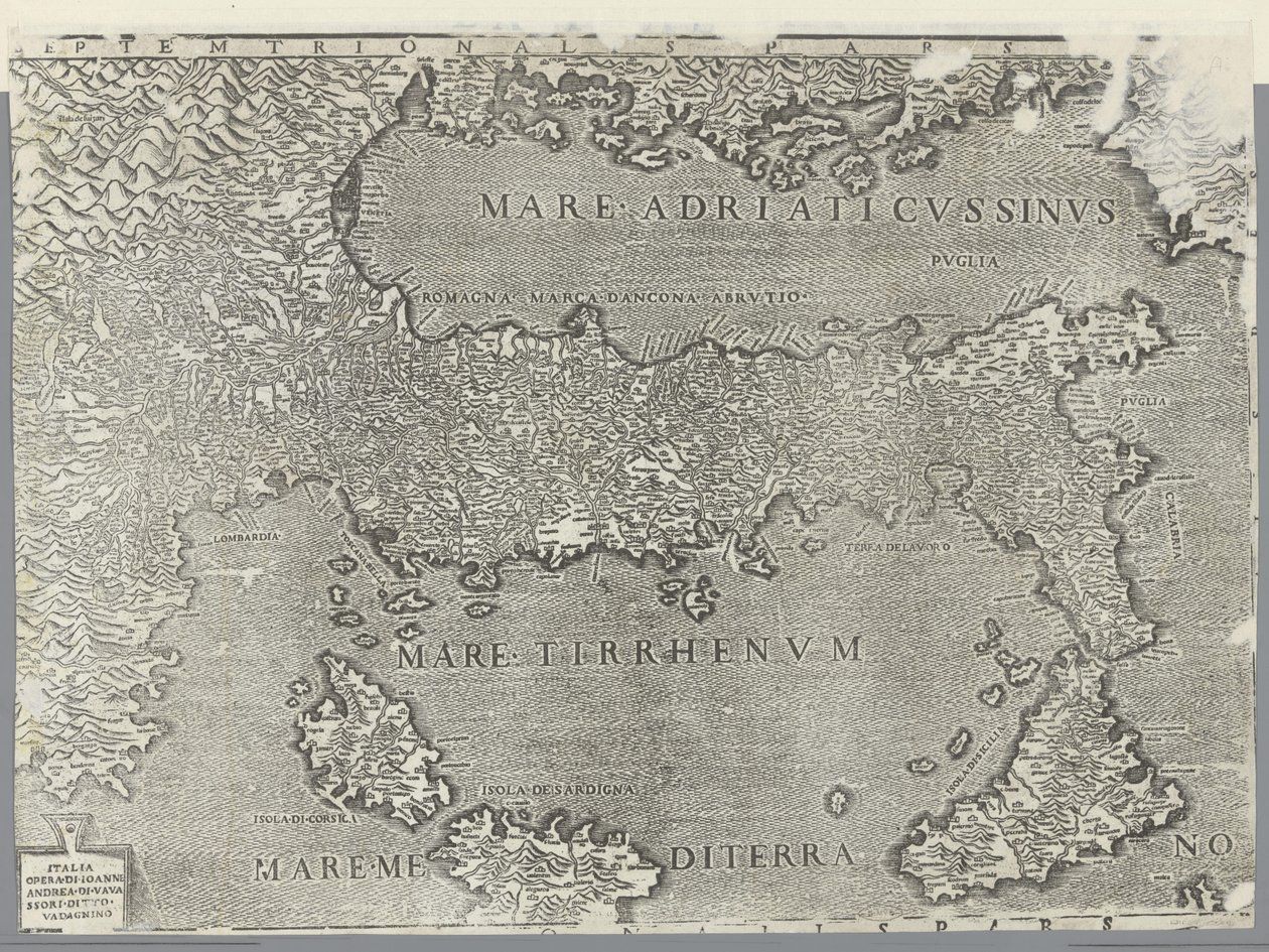 Mapa de Italia de Giovanni Andrea Vavassore