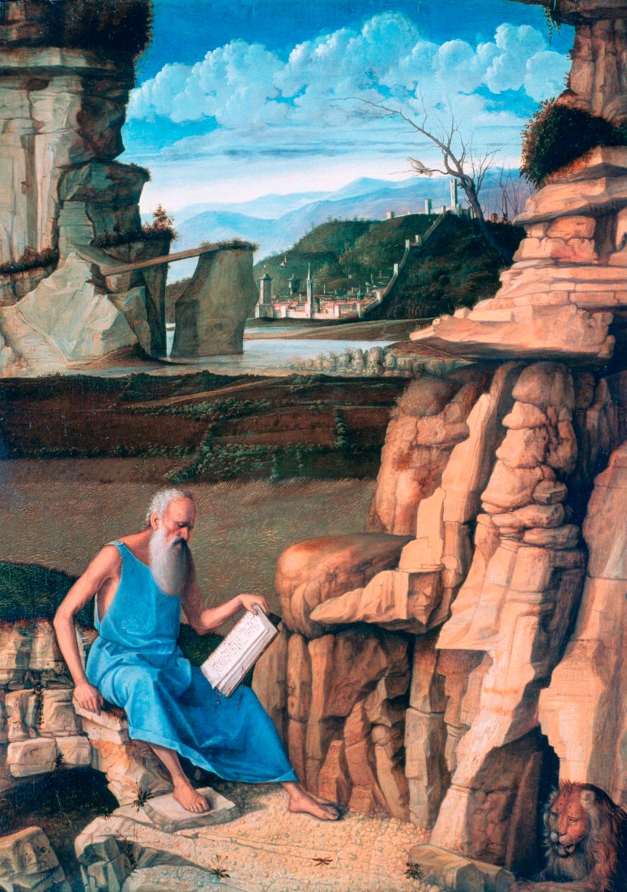 San Jerónimo leyendo en un paisaje de Giovanni Bellini