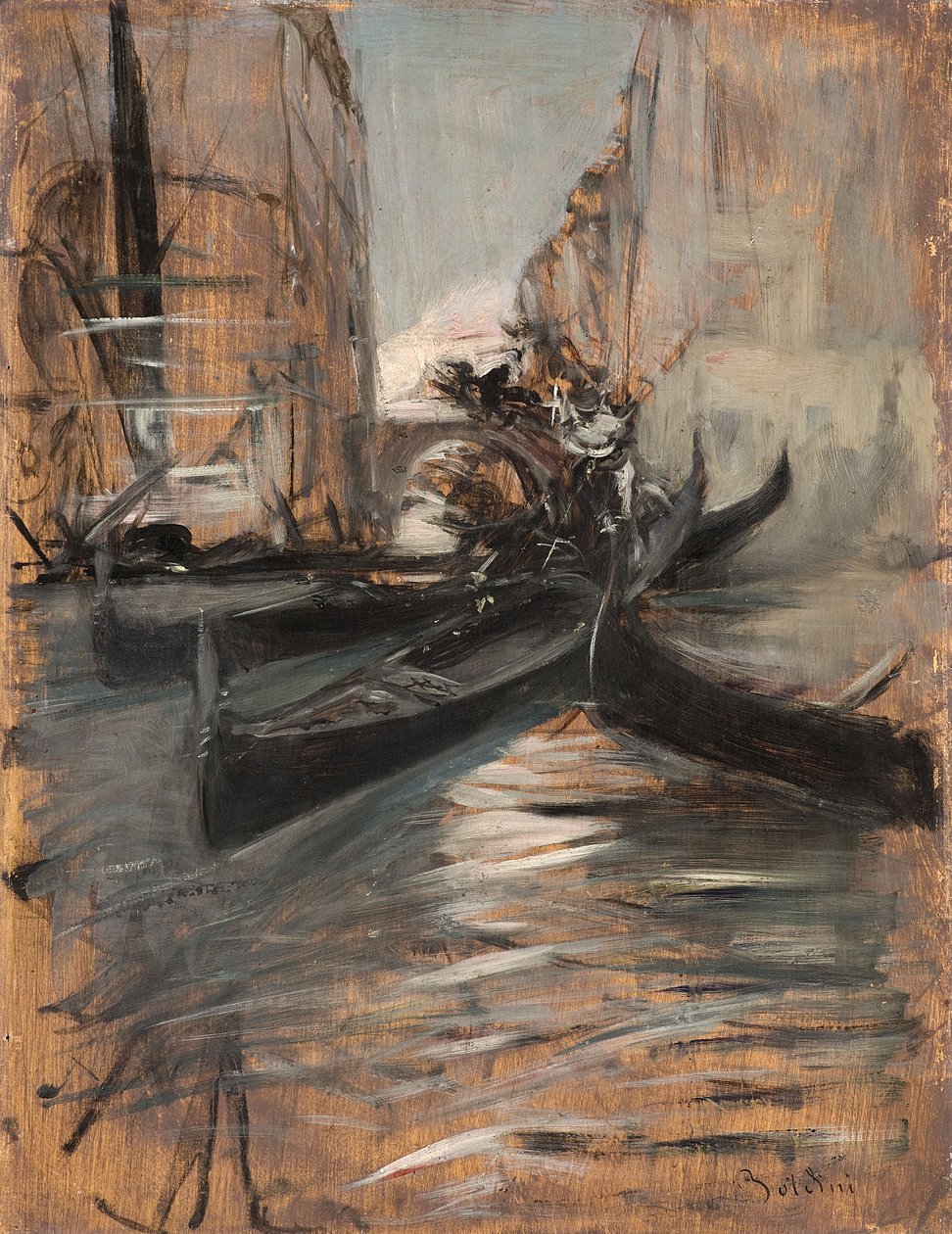 Canal con góndolas, Venecia, Italia de Giovanni Boldini