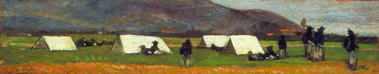 Campamento Bersaglieri, c.1860 (óleo sobre tabla) de Giovanni Fattori