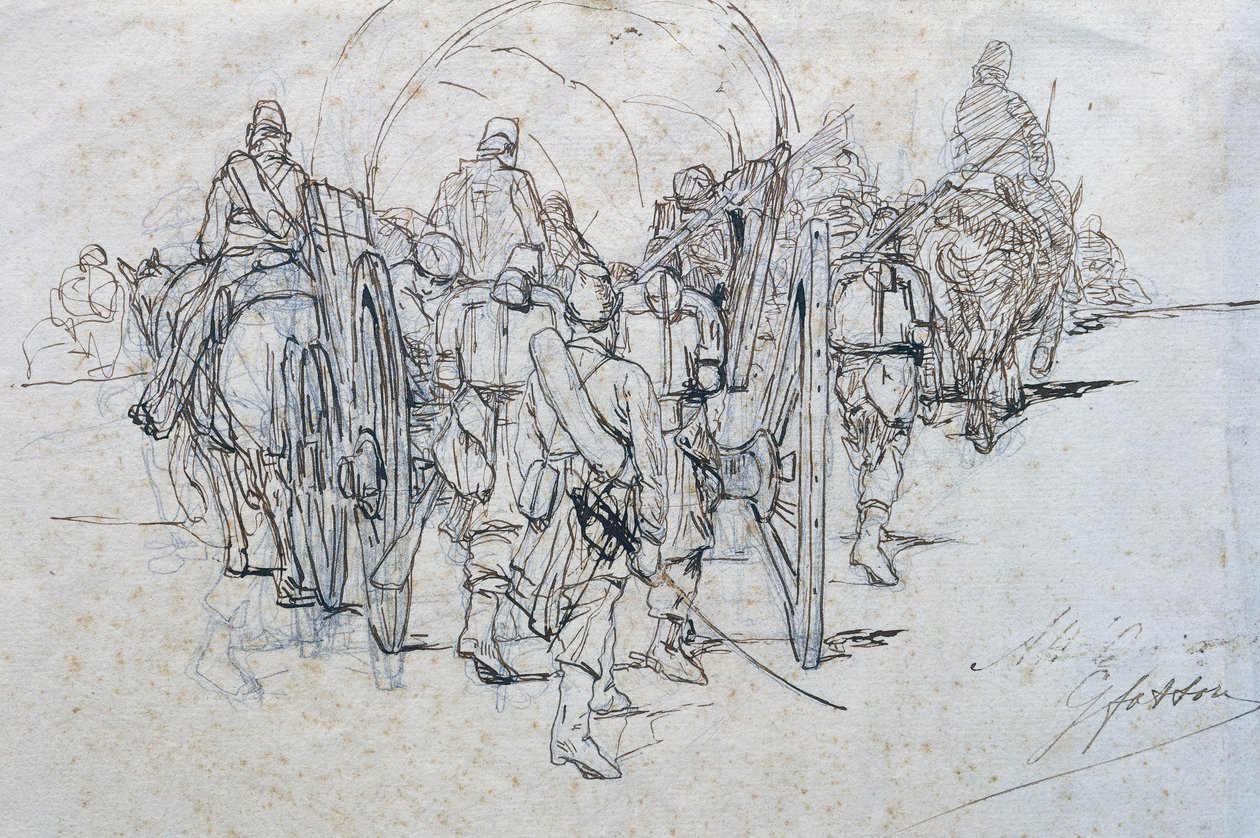 Convoy de suministros en marcha de Giovanni Fattori