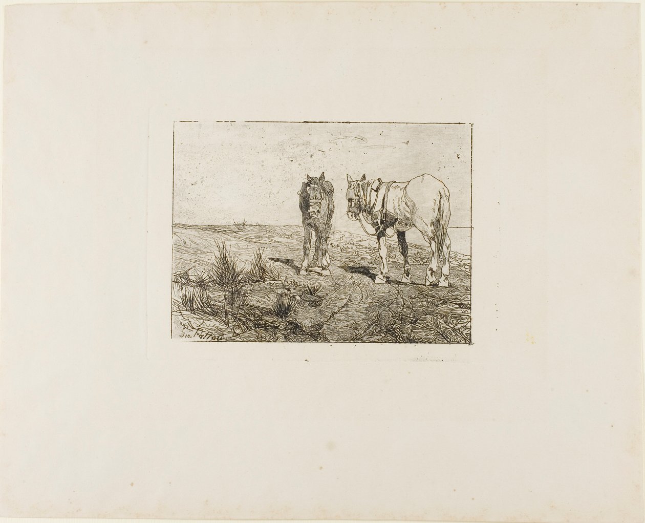 Descanso de los caballos de Giovanni Fattori