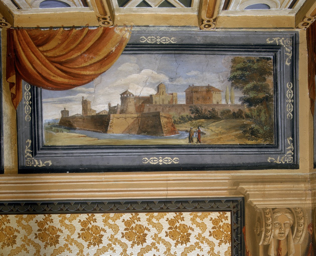 Paisaje rural con edificios de Giovanni Francesco Barbieri