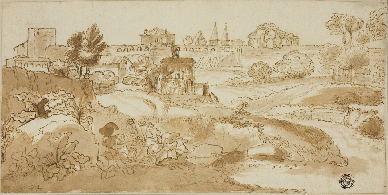 Vista de Roma, con via Appia de Giovanni Francesco Grimaldi