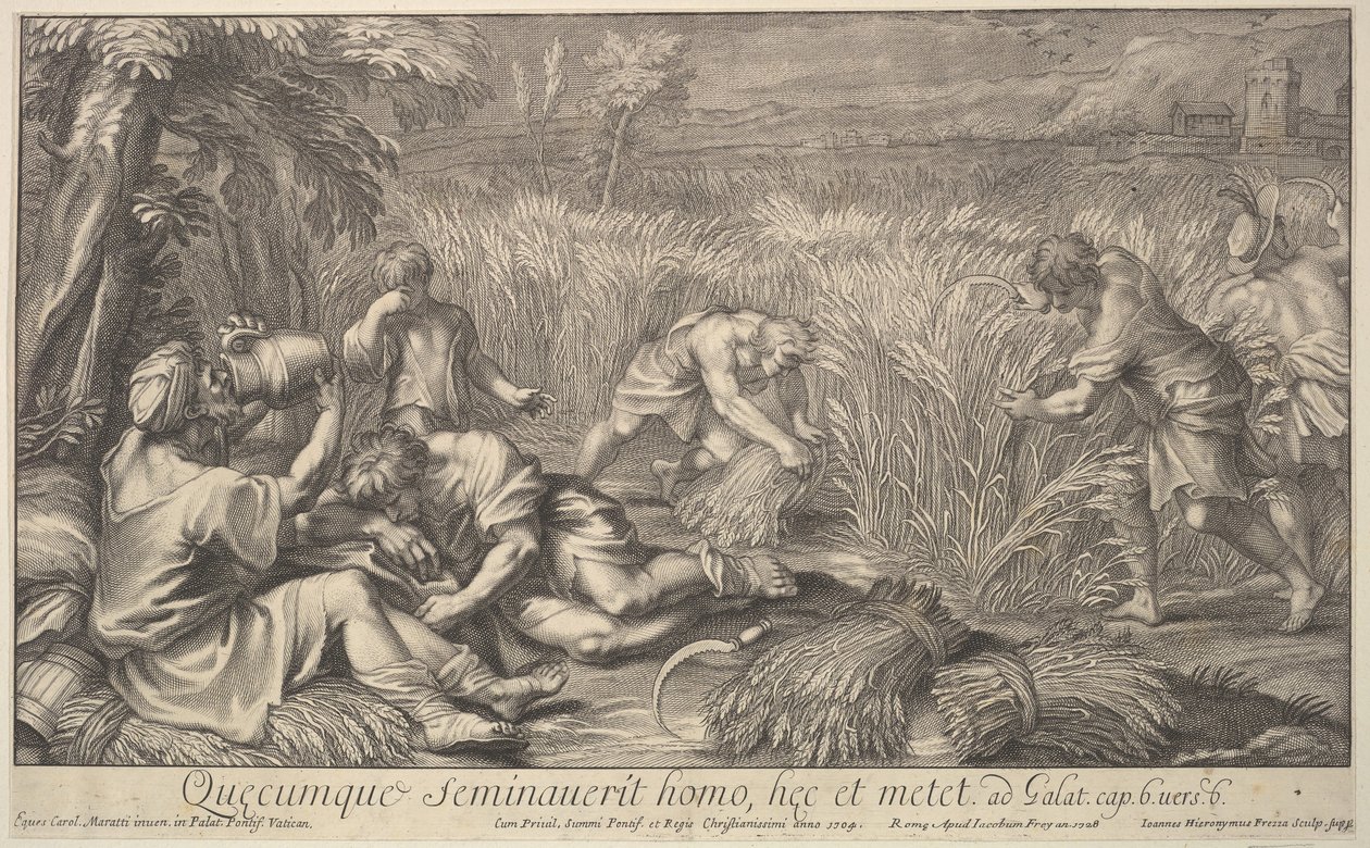 Segadores de grano, 1704 de Giovanni Girolamo Frezza