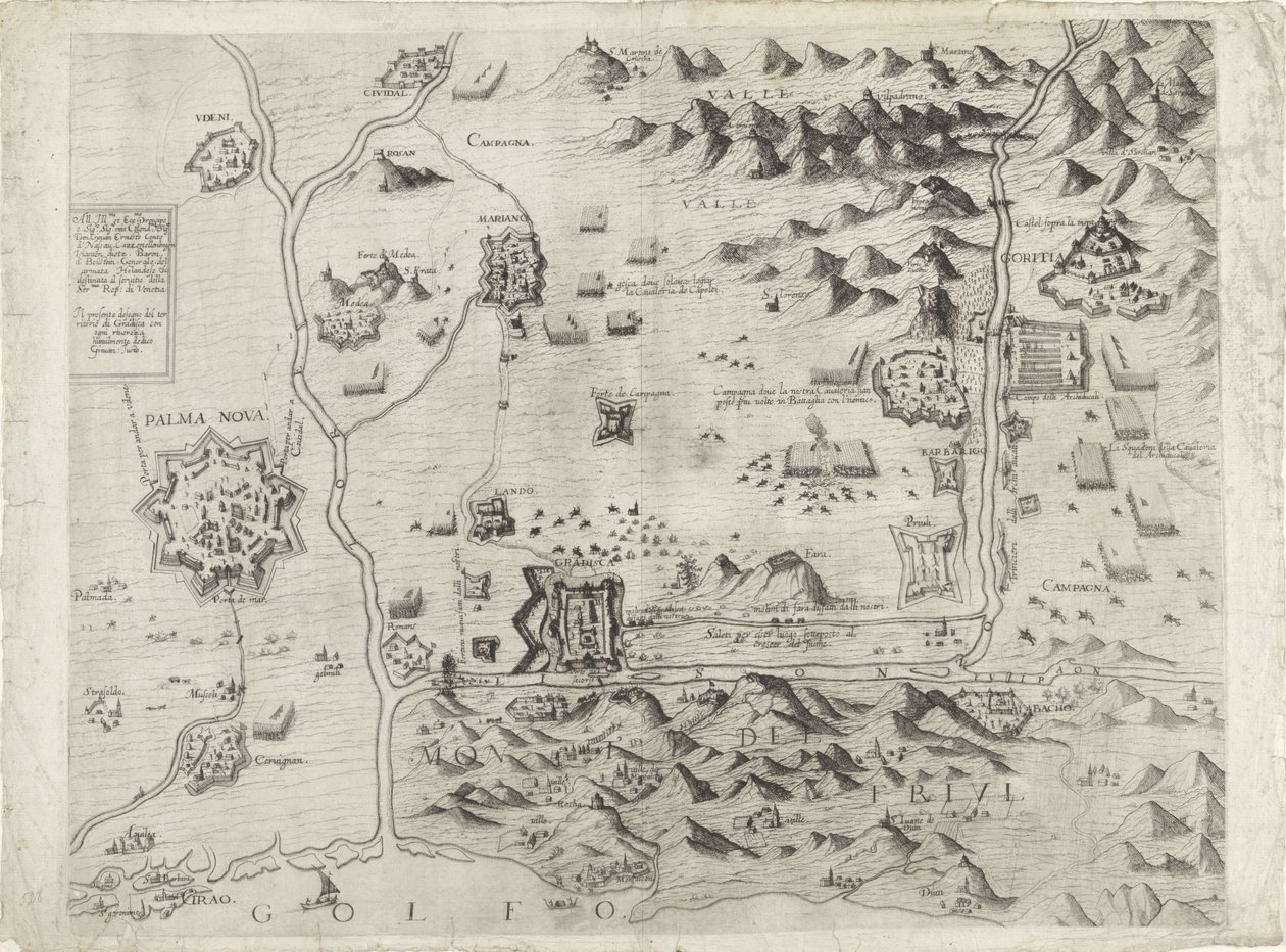 Mapa del sitio de Palmanova de Giovanni Justo