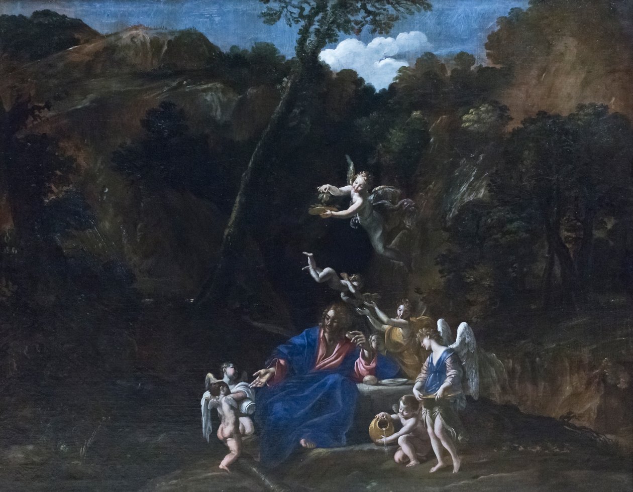 Jesús atendido por los ángeles de Giovanni Lanfranco