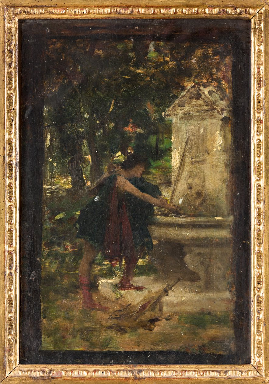 En la fuente (óleo sobre tabla) de Giovanni Muzzioli