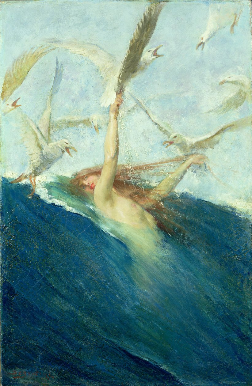 Una sirena acosada por gaviotas de Giovanni Segantini