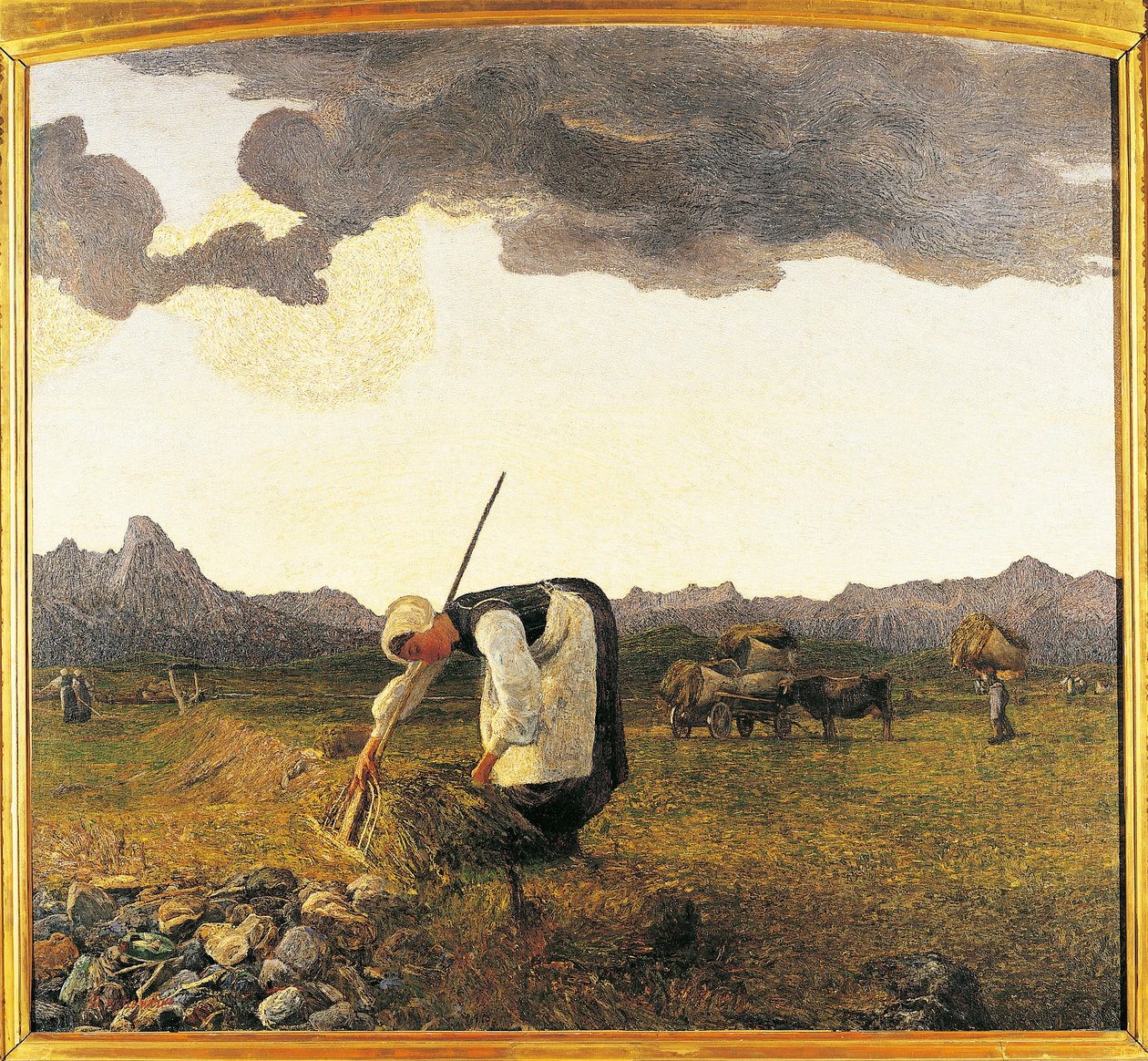 Suiza, Saint Moritz, La cosecha de heno de Giovanni Segantini