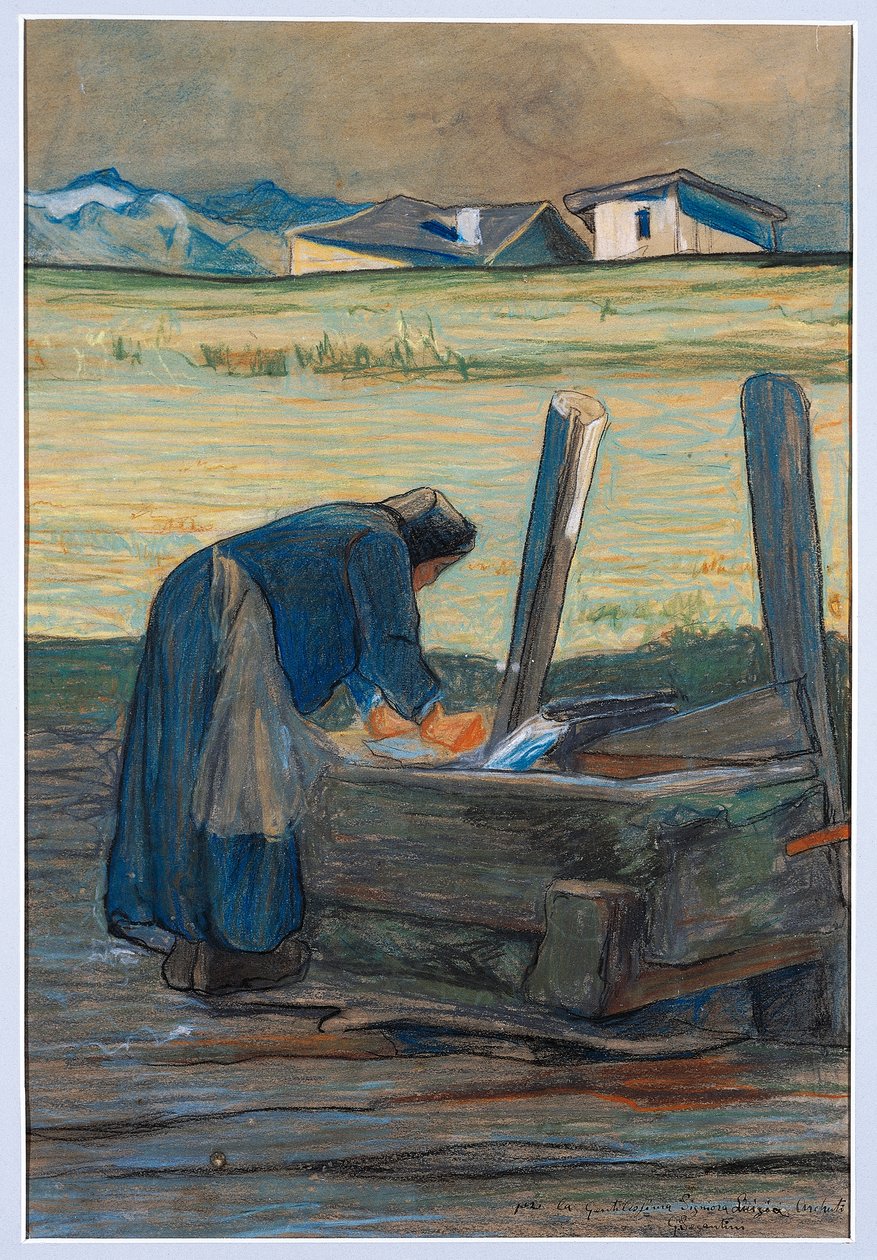 Lavandera en la fuente de Giovanni Segantini
