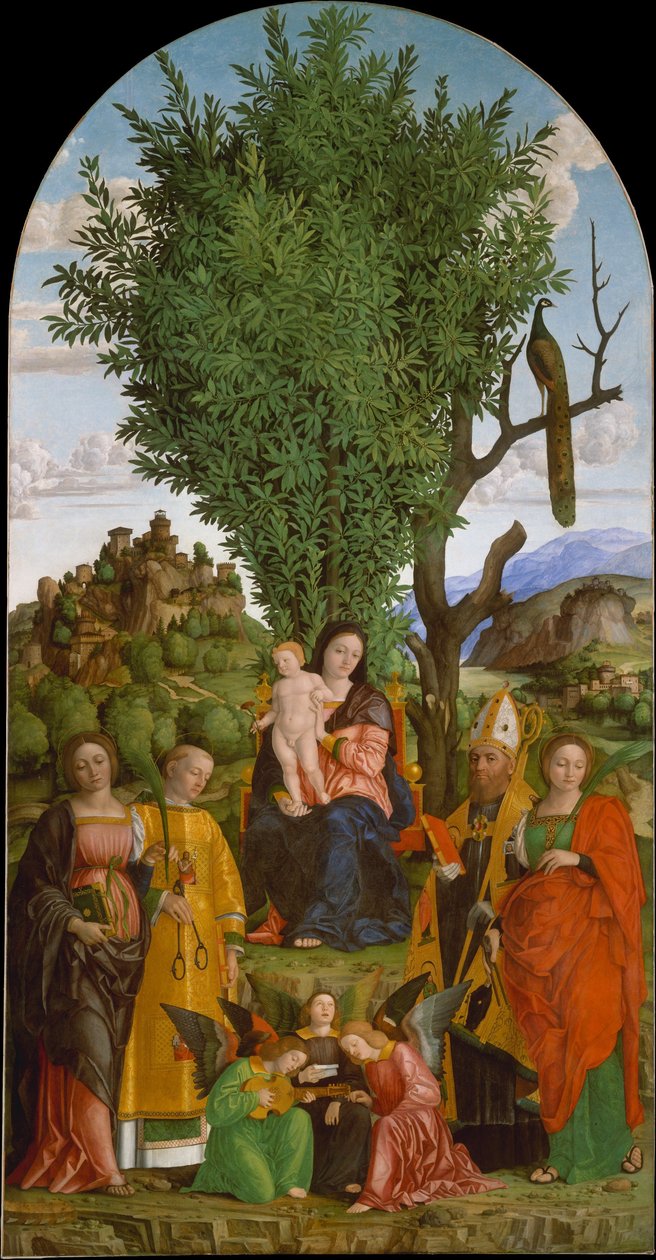 Virgen con el Niño y santos de Girolamo dai Libri