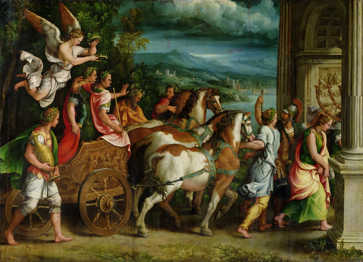 El triunfo de Tito y Vespasiano de Giulio Romano