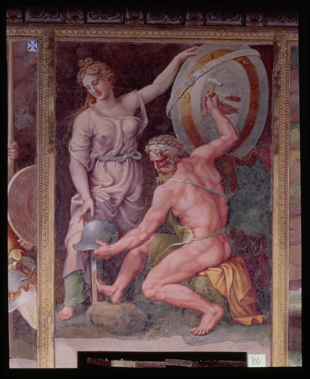 Vulcano forjando la armadura de Aquiles de Giulio Romano