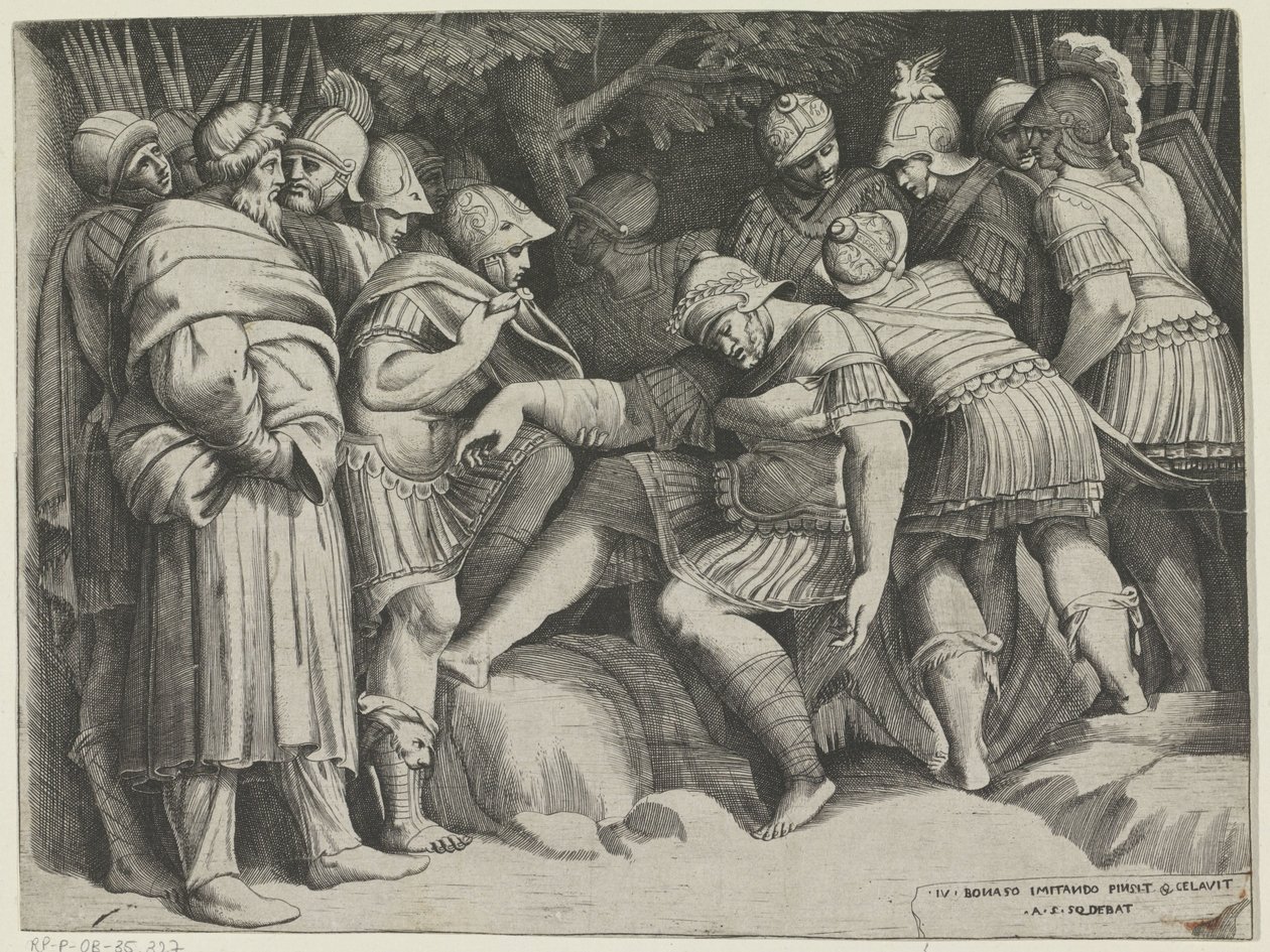 Escipión herido de Giulio Bonasone