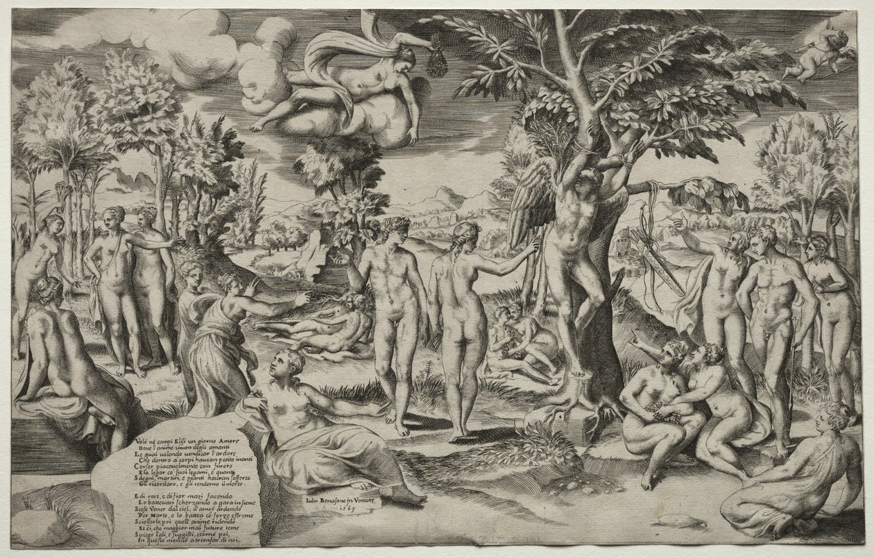 Amor en los Campos Elíseos de Giulio Bonasone