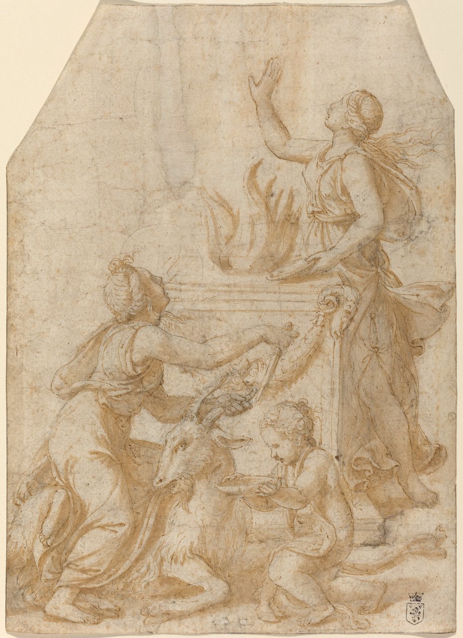 El Sacrificio de una Cabra a Júpiter de Giulio Romano