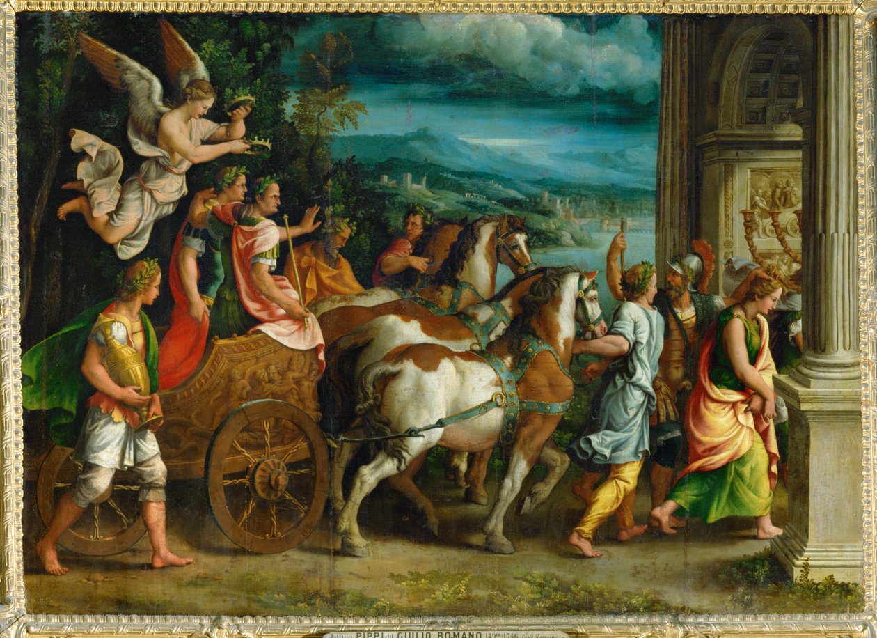 Triunfo de Tito y Vespasiano ... de Giulio Romano
