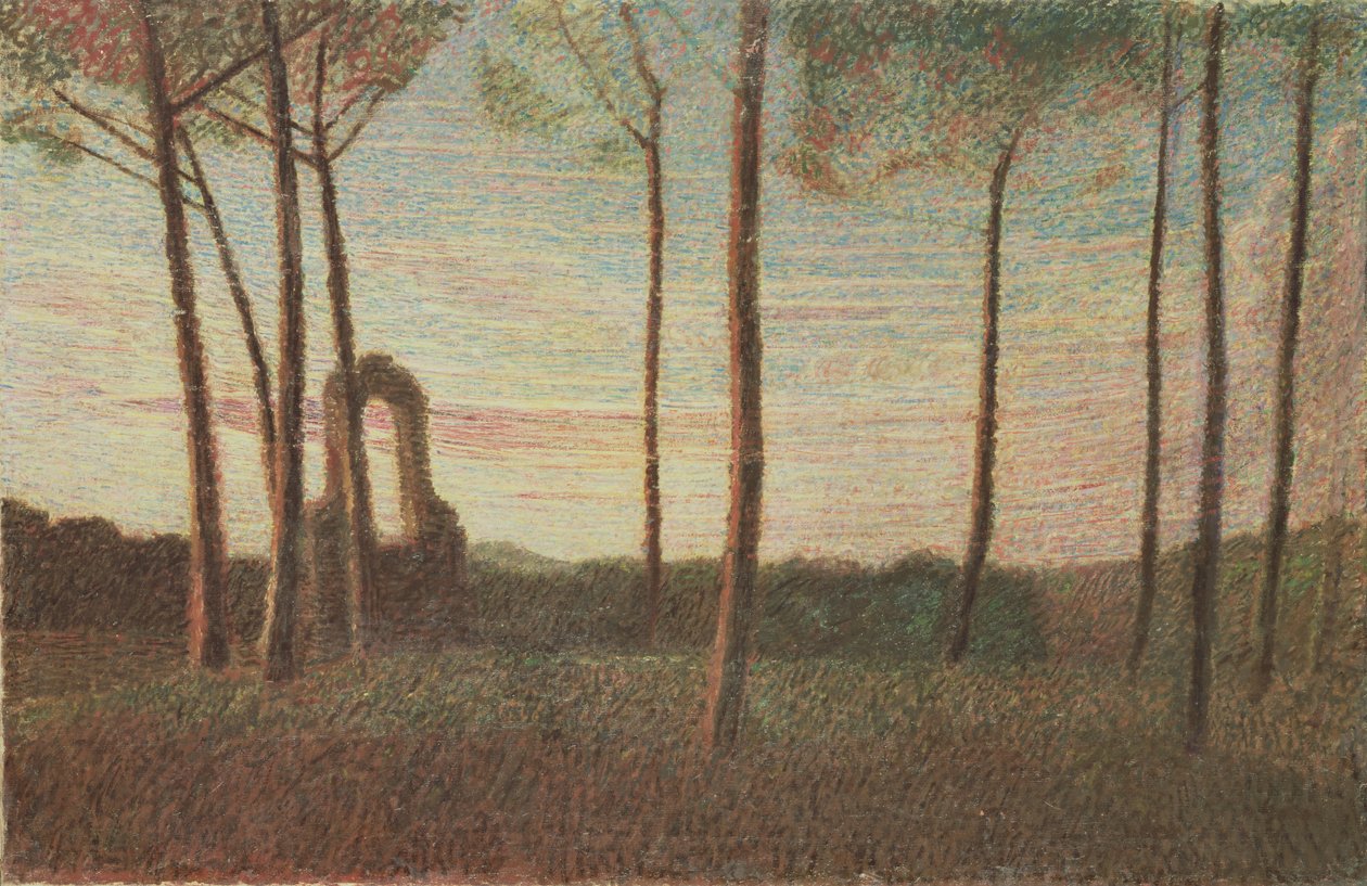 Paisaje de la Villa Borghese de Giuseppe Pellizza da Volpedo