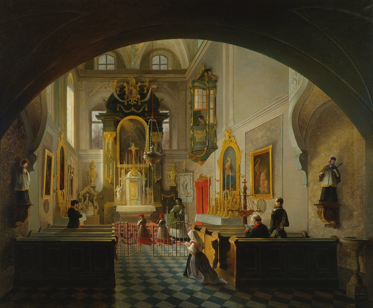 Interior de una capilla (pintura) de Giuseppe Abbati