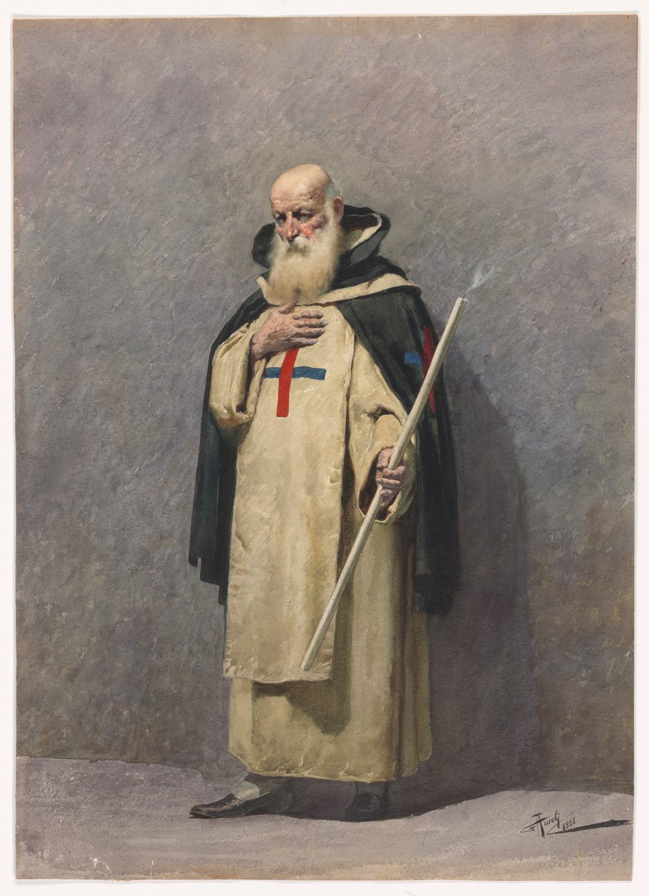 Un anciano sacerdote de pie de Giuseppe Aureli