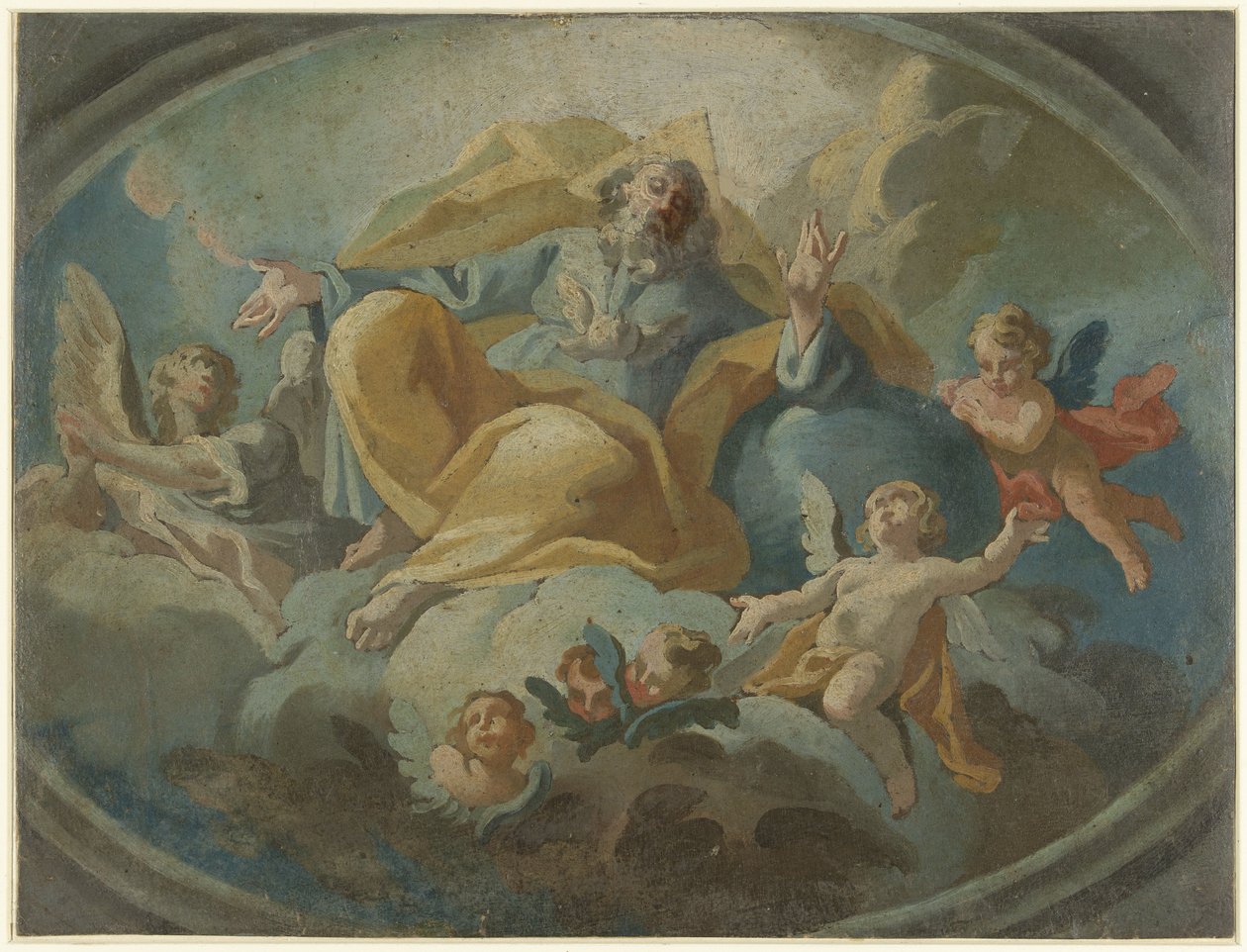 Dios con los ángeles en las nubes de Giuseppe Baroni