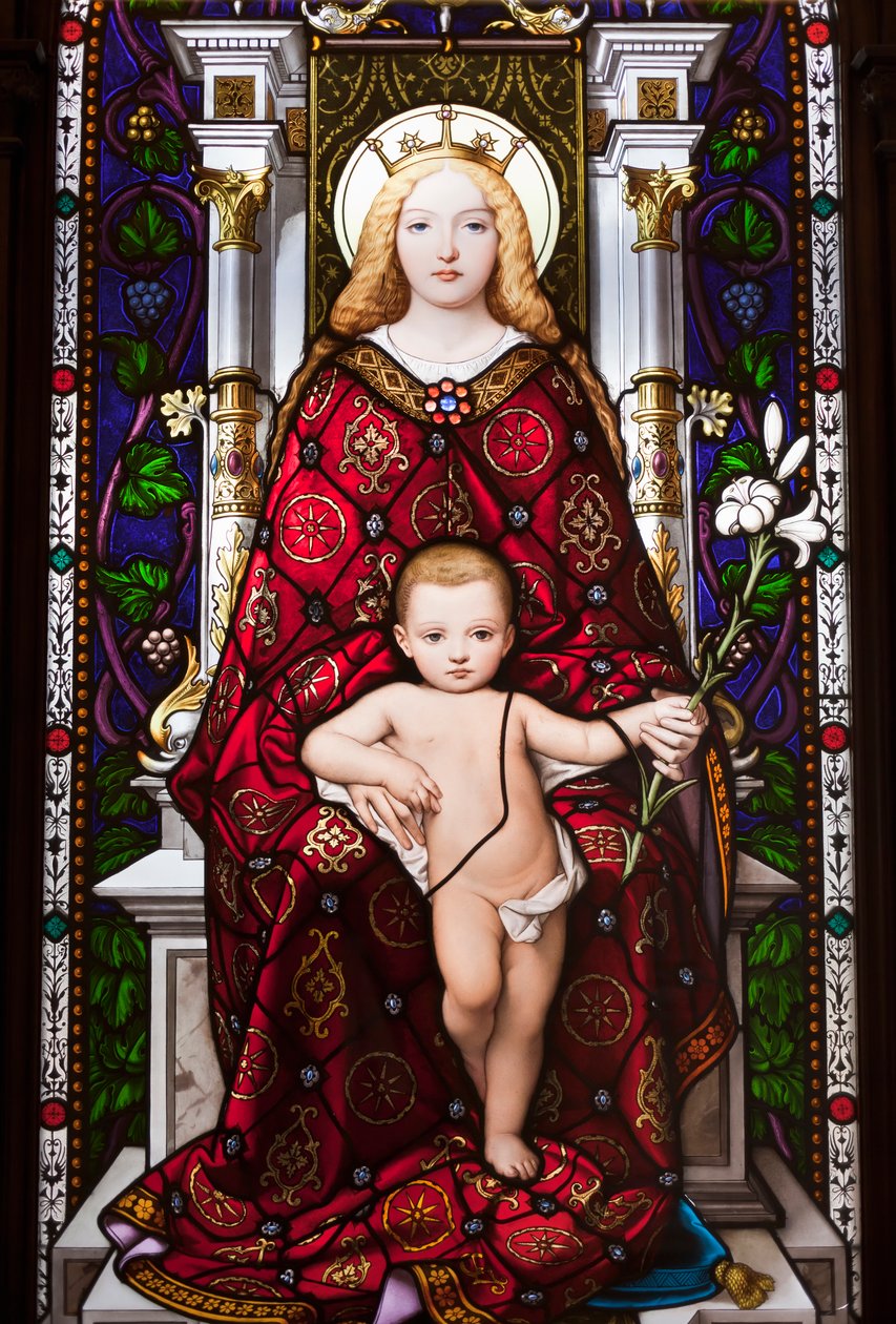 Madonna entronizada (vidriera) de Giuseppe Bertini