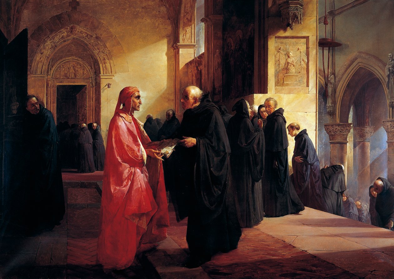 Encuentro entre Dante y Fra Ilario de Giuseppe Bertini