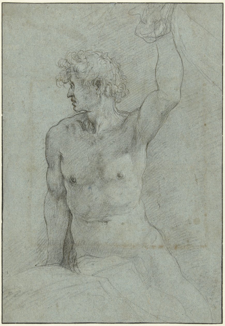 Estudio de desnudo de un joven sentado de Giuseppe Cesari