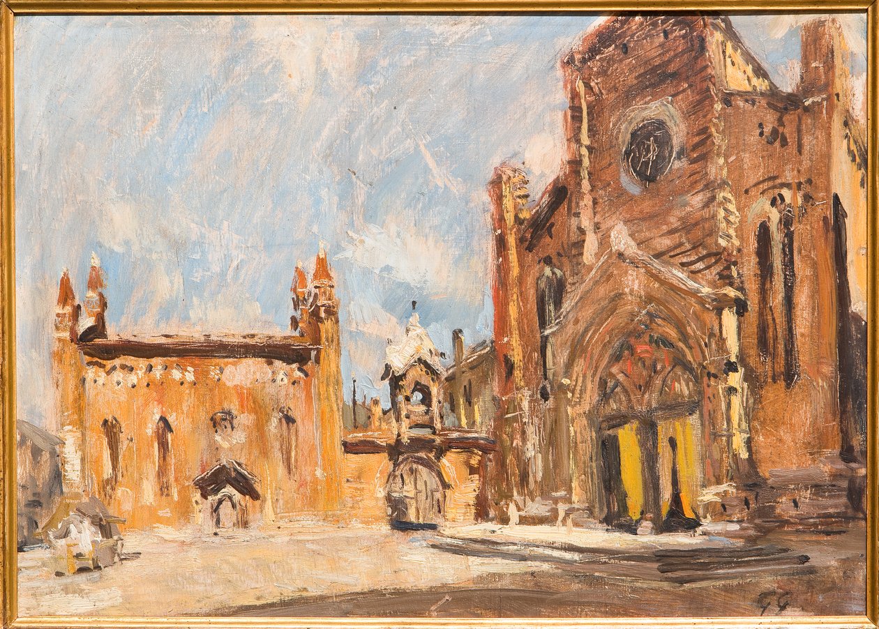 Plaza de Verona (óleo sobre madera) de Giuseppe Graziosi