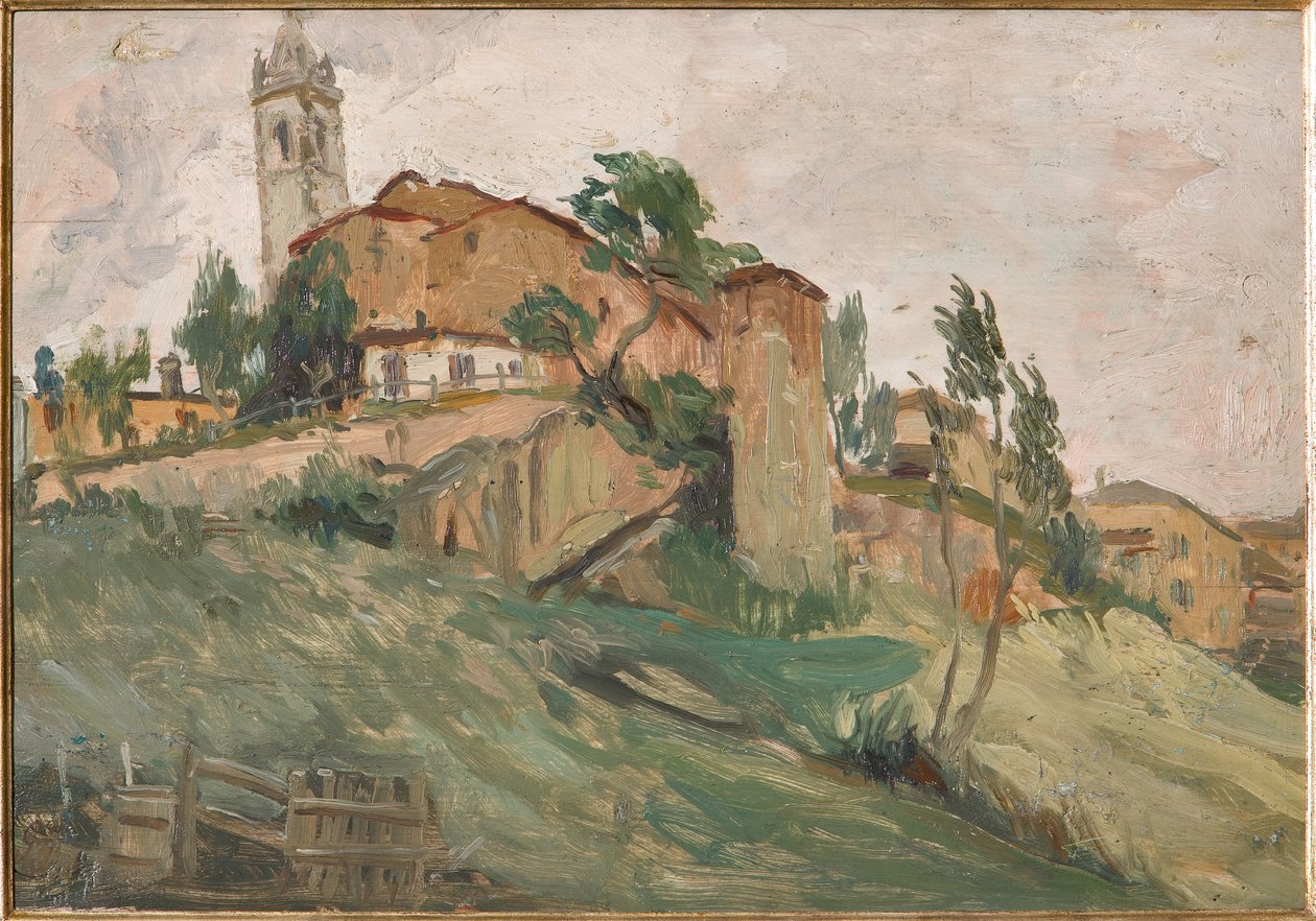 La fortaleza de Savignano (óleo sobre madera) de Giuseppe Graziosi