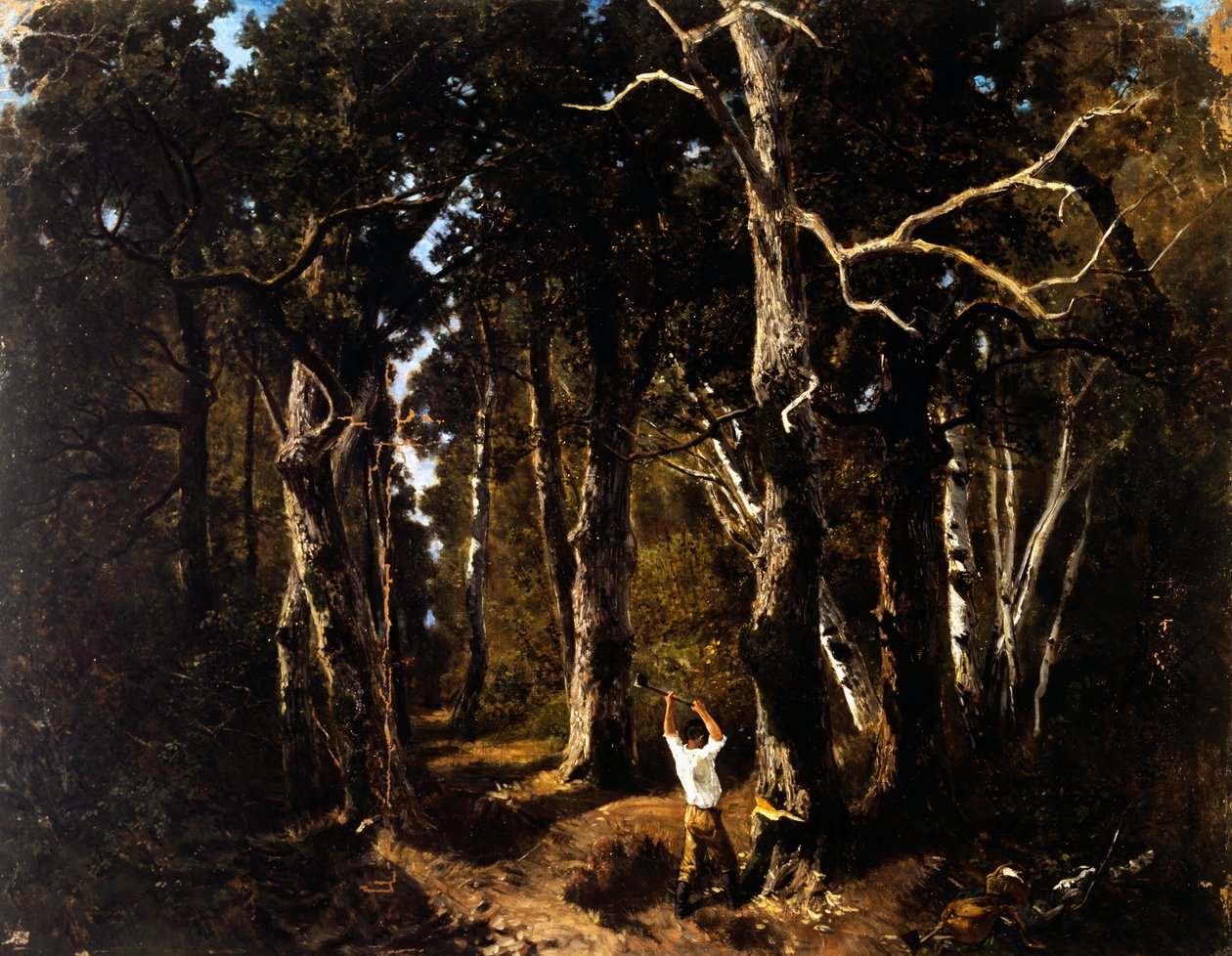 El leñador en Fontainebleau (óleo sobre lienzo) de Giuseppe Palizzi
