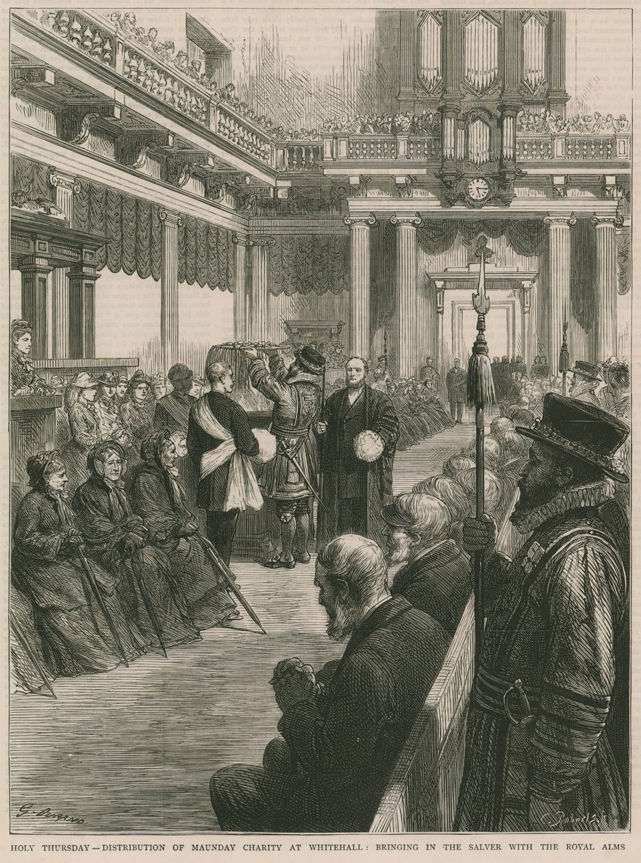 Distribución de la Caridad de Maunday en Whitehall (grabado) de Godefroy Durand