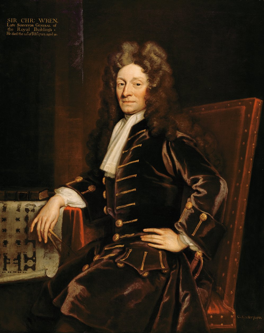 Retrato de Sir Christopher Wren (1632-1723) 1711 de Godfrey Kneller