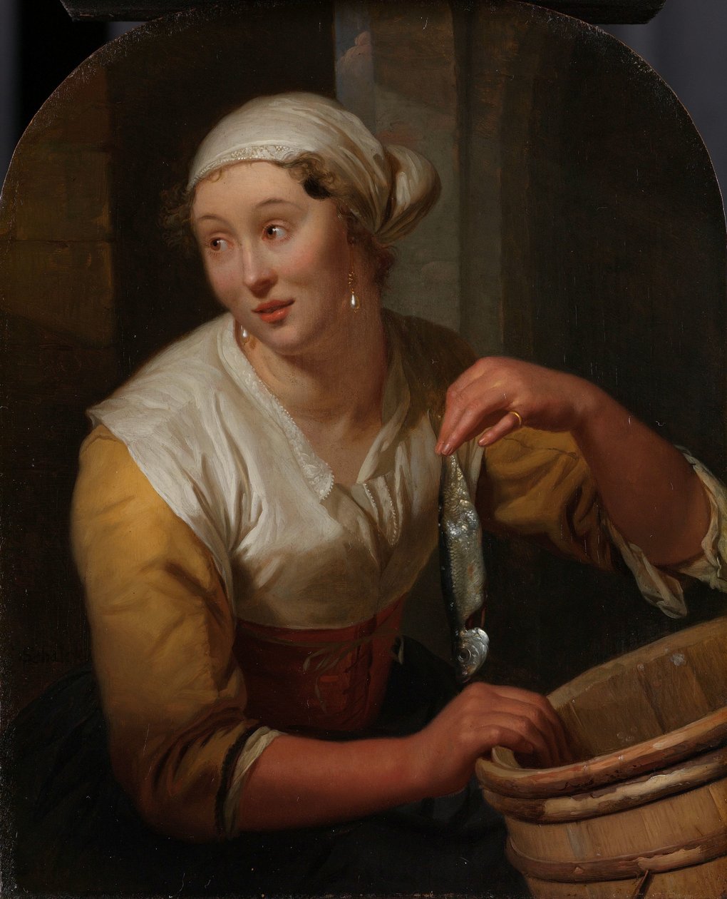 Mujer vendiendo hierros de Godfried Schalcken