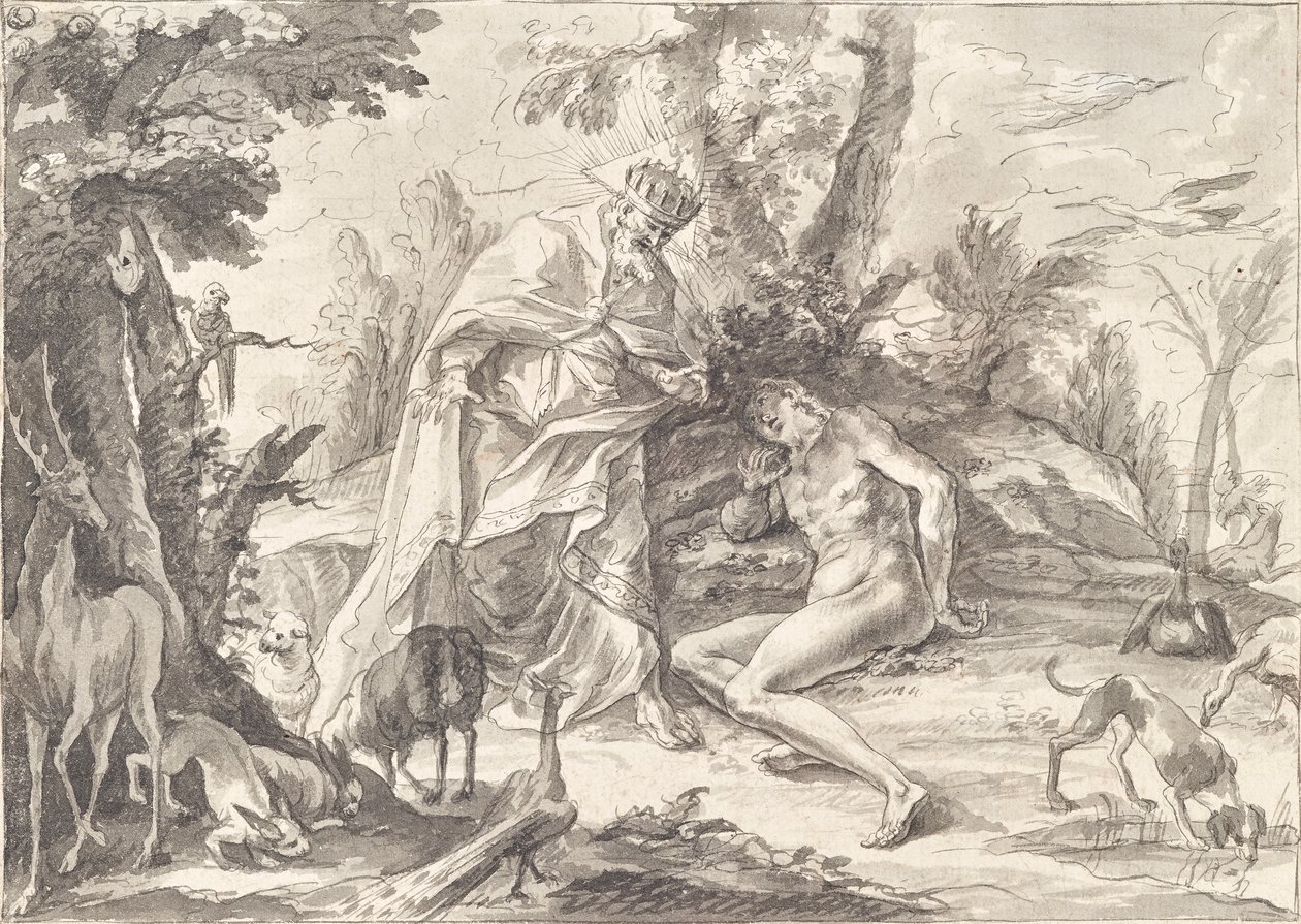 Dios Padre y Adán en el Paraíso de Gottfried Bernhard Götz