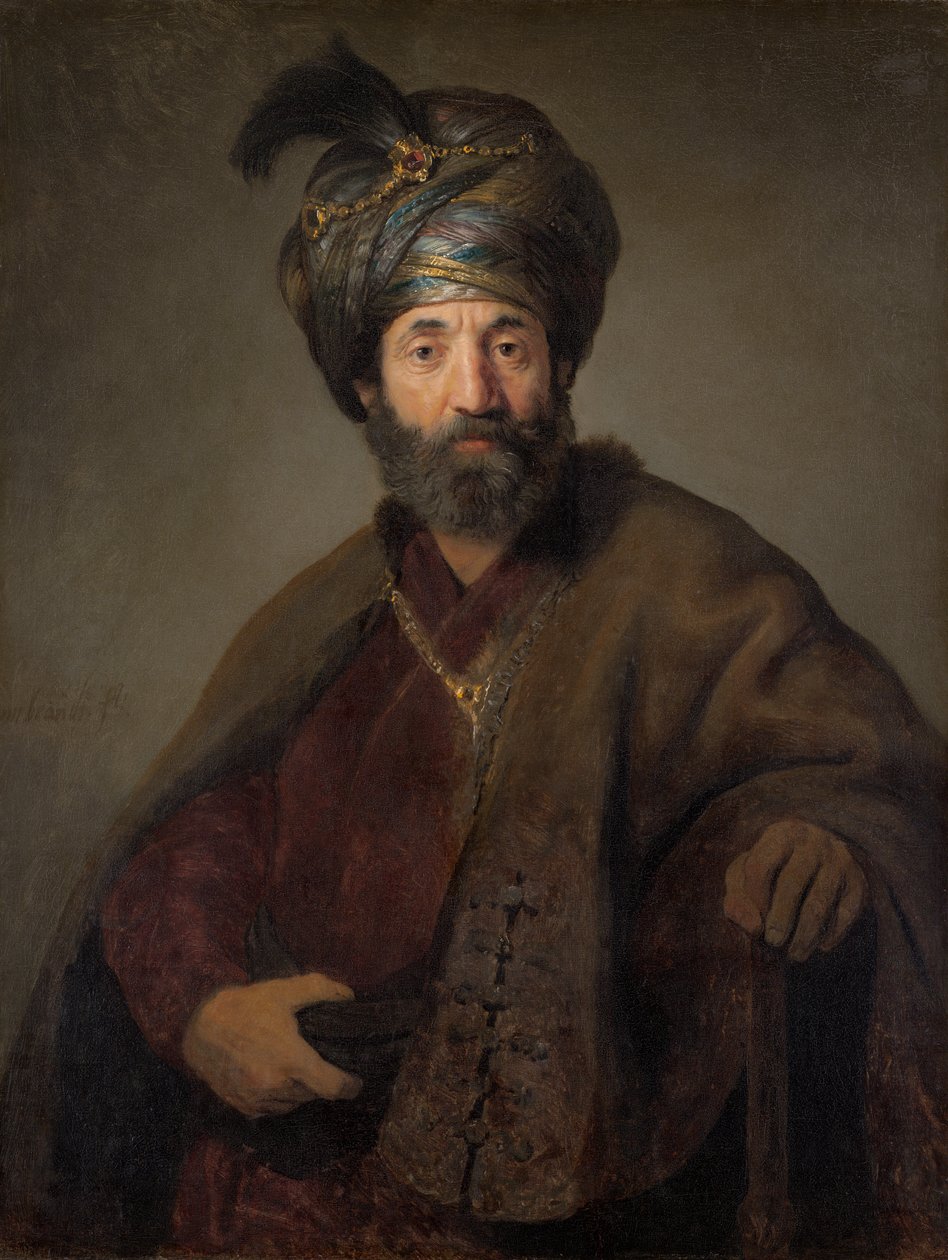 Hombre con traje oriental de Govert Flink or Rembrandt