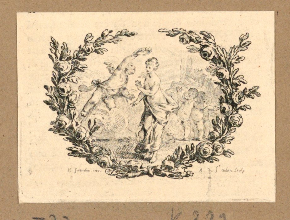 Un putto coronando a una niña de Gravelot