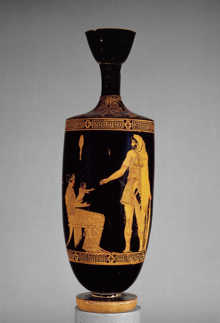 Lécito de figuras rojas ático que representa a Heracles de Greek