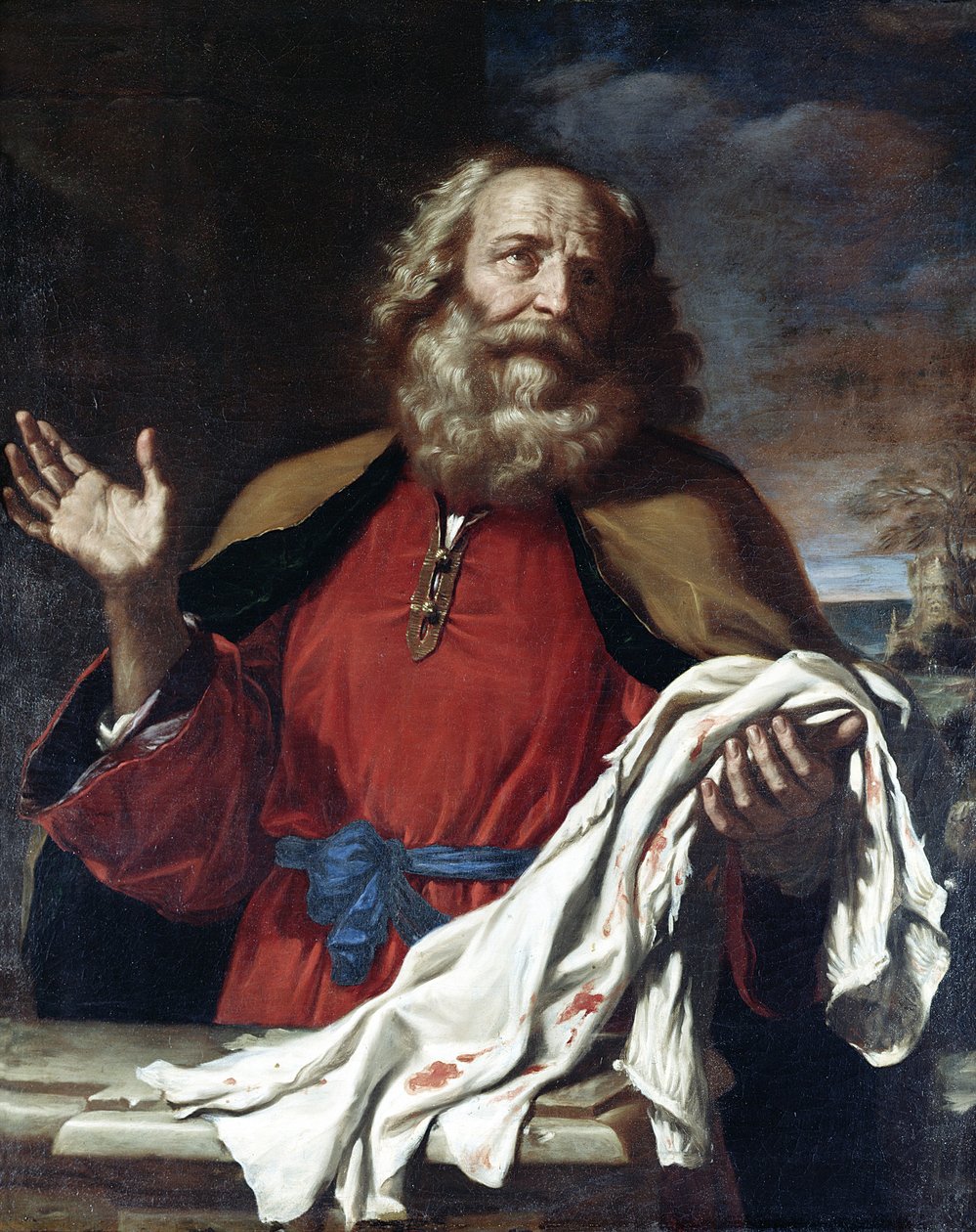Jacob recibiendo el abrigo de José de Giovanni Francesco Barbieri