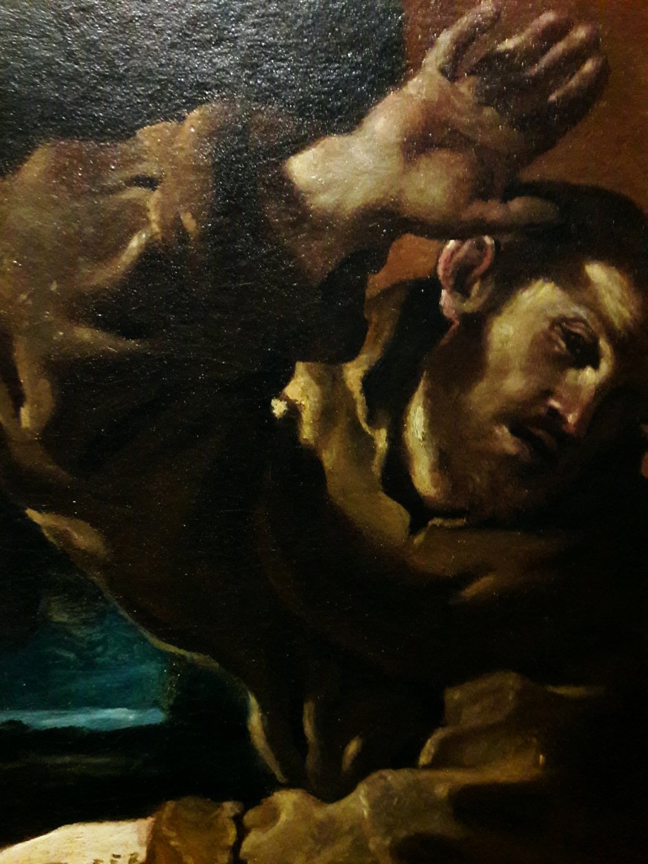 San Francisco con un ángel tocando el violín de Guercino