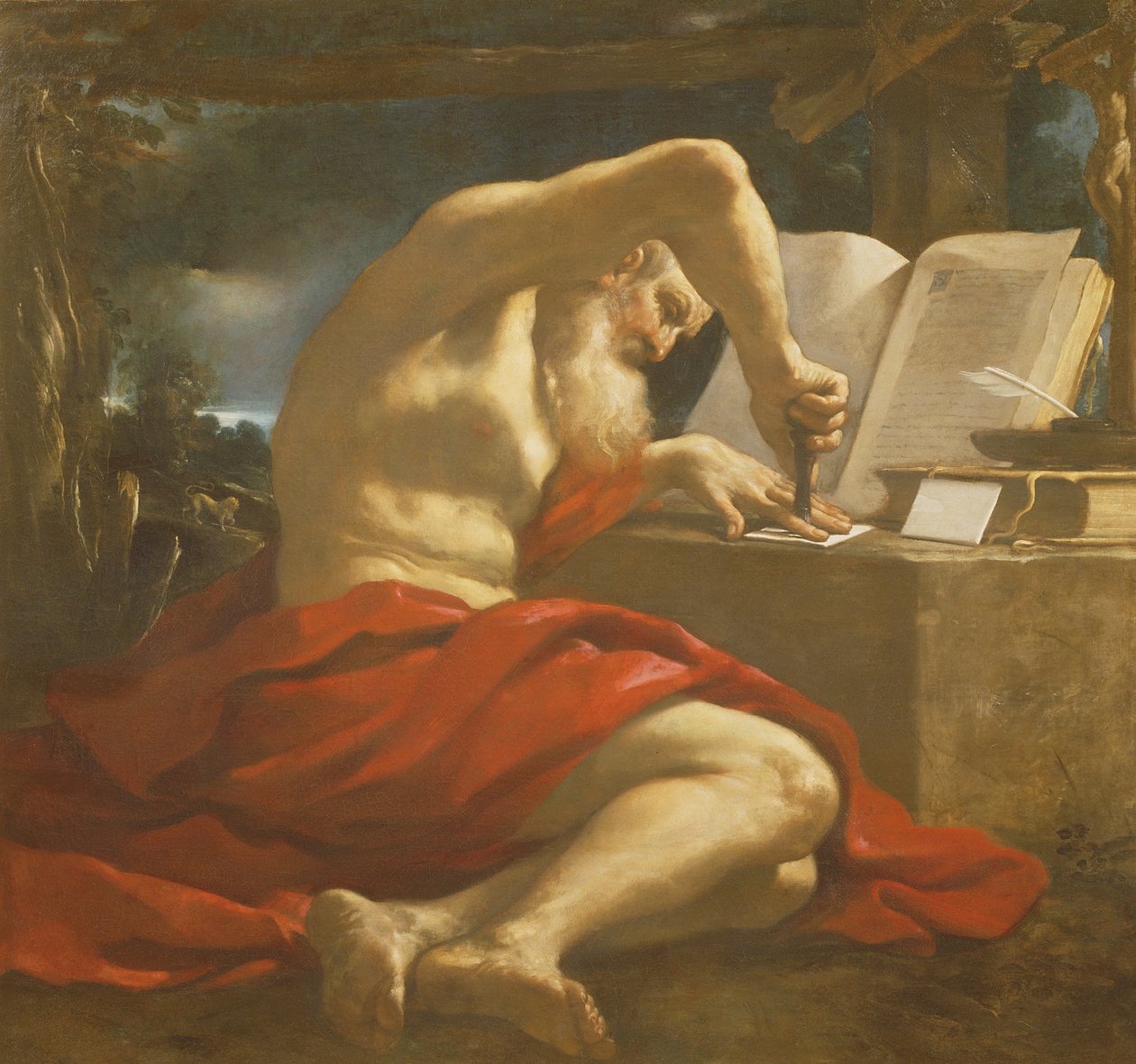 San Jerónimo sellando una carta de Giovanni Francesco Barbieri