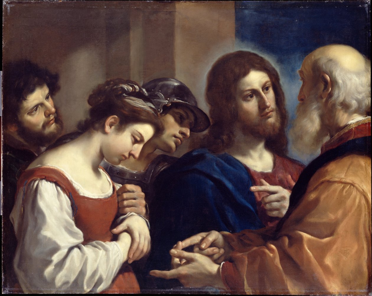 La mujer sorprendida en adulterio de Guercino