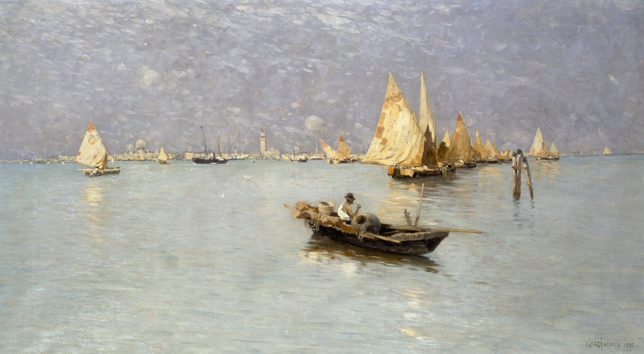Veleros en la laguna veneciana de Guglielmo Ciardi