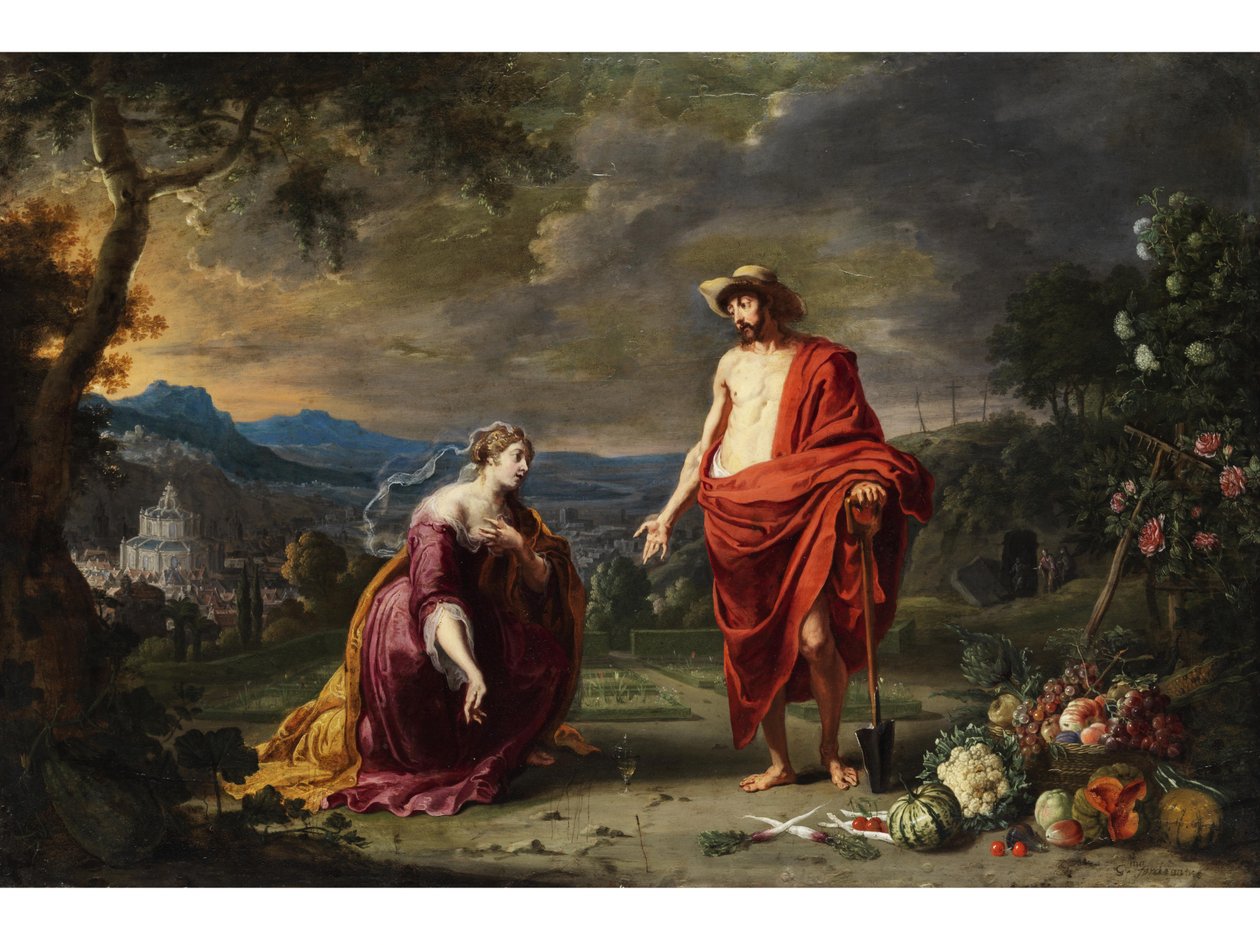 Jesús como jardinero ante María Magdalena arrodillada de Guillam Forchondt
