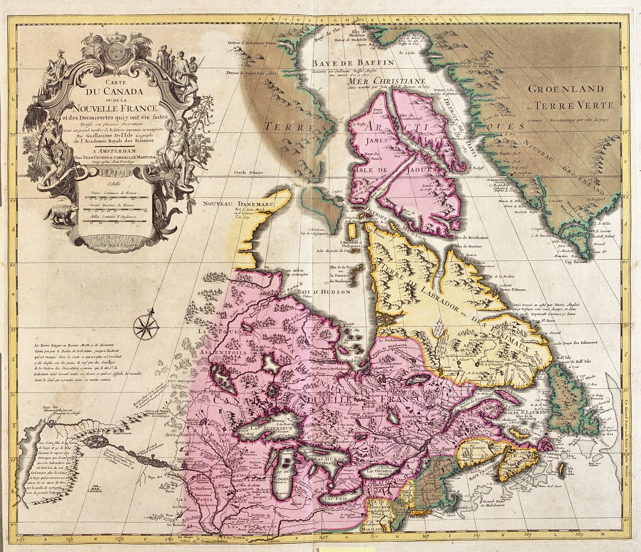 Mapa de Canadá y Groenlandia (grabado) de Guillaume Delisle