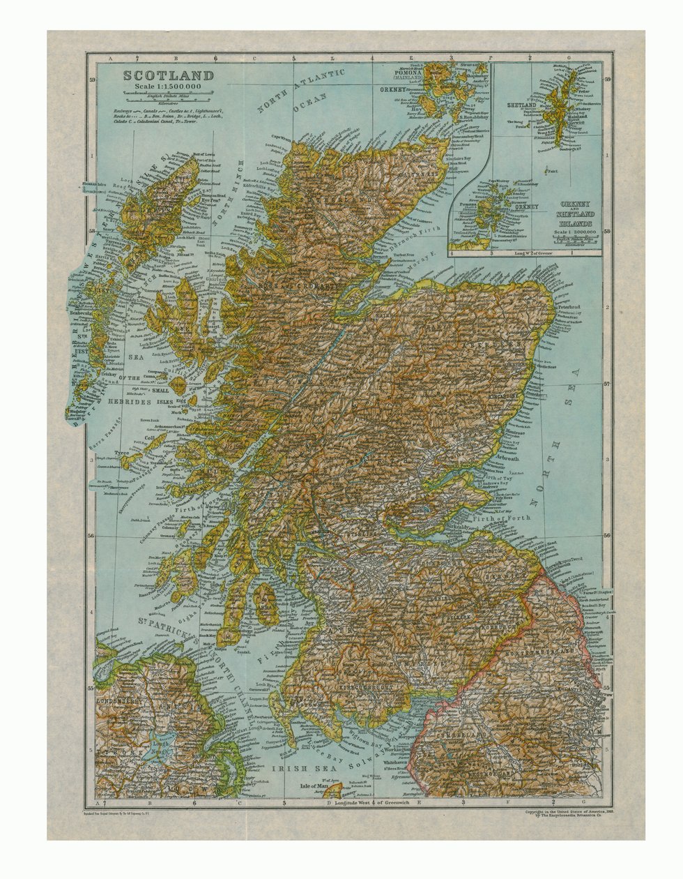 Mapa de Escocia, c1910 de Gull Engraving Company